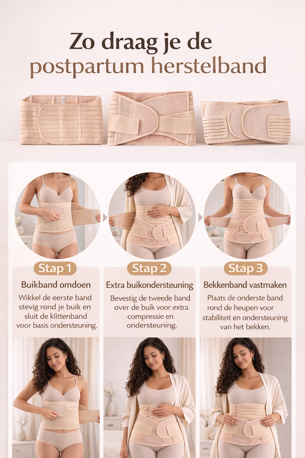 Postpartum Shapewear Support Belt – 3-Delige Buik- & Tailleband